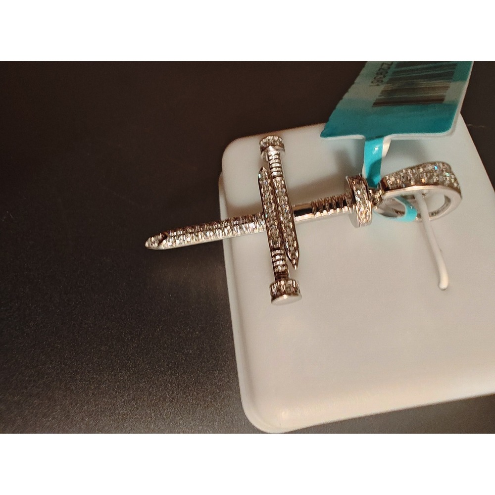 Pendant Nail Cross 925 Sterling Silver Moissanite 0.36 CTW Iced Out - Picture 7 of 8